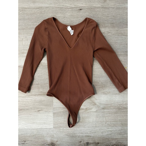 Clay brown ribbed bodysuit women’s size small - Picture 1 of 4